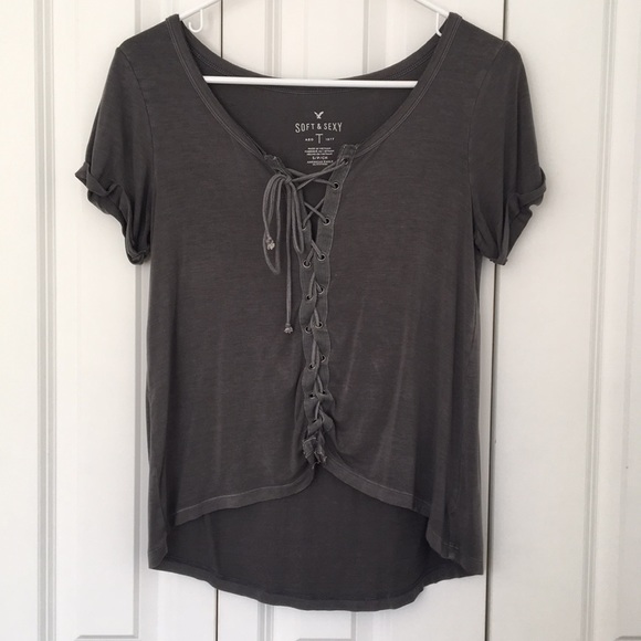 American Eagle Outfitters Tops - Short Sleeve lace up Tee
